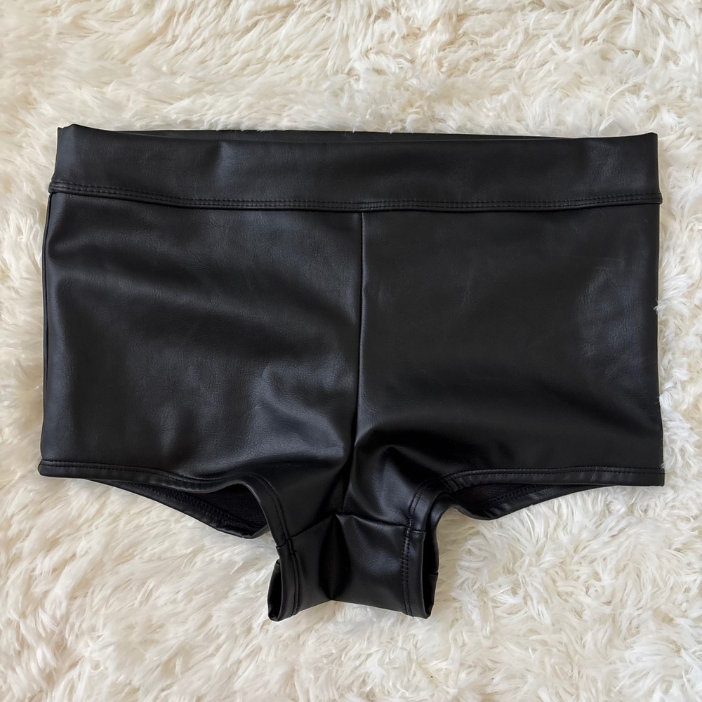 No Boundaries Black Faux Leather Booty Shorts XS Halloween Rave Festival